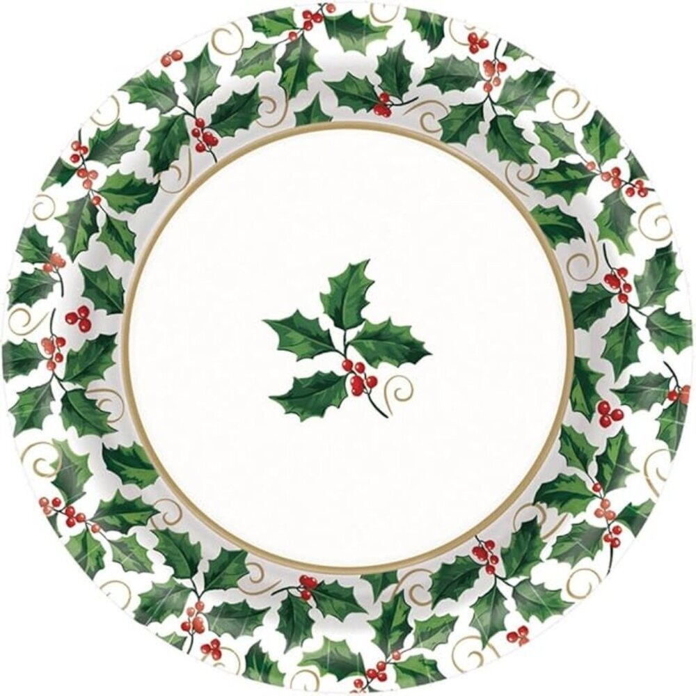 Amscan Seasonal Christmas Holy Value Dessert Plates - Round Plates 6 3/4 inches